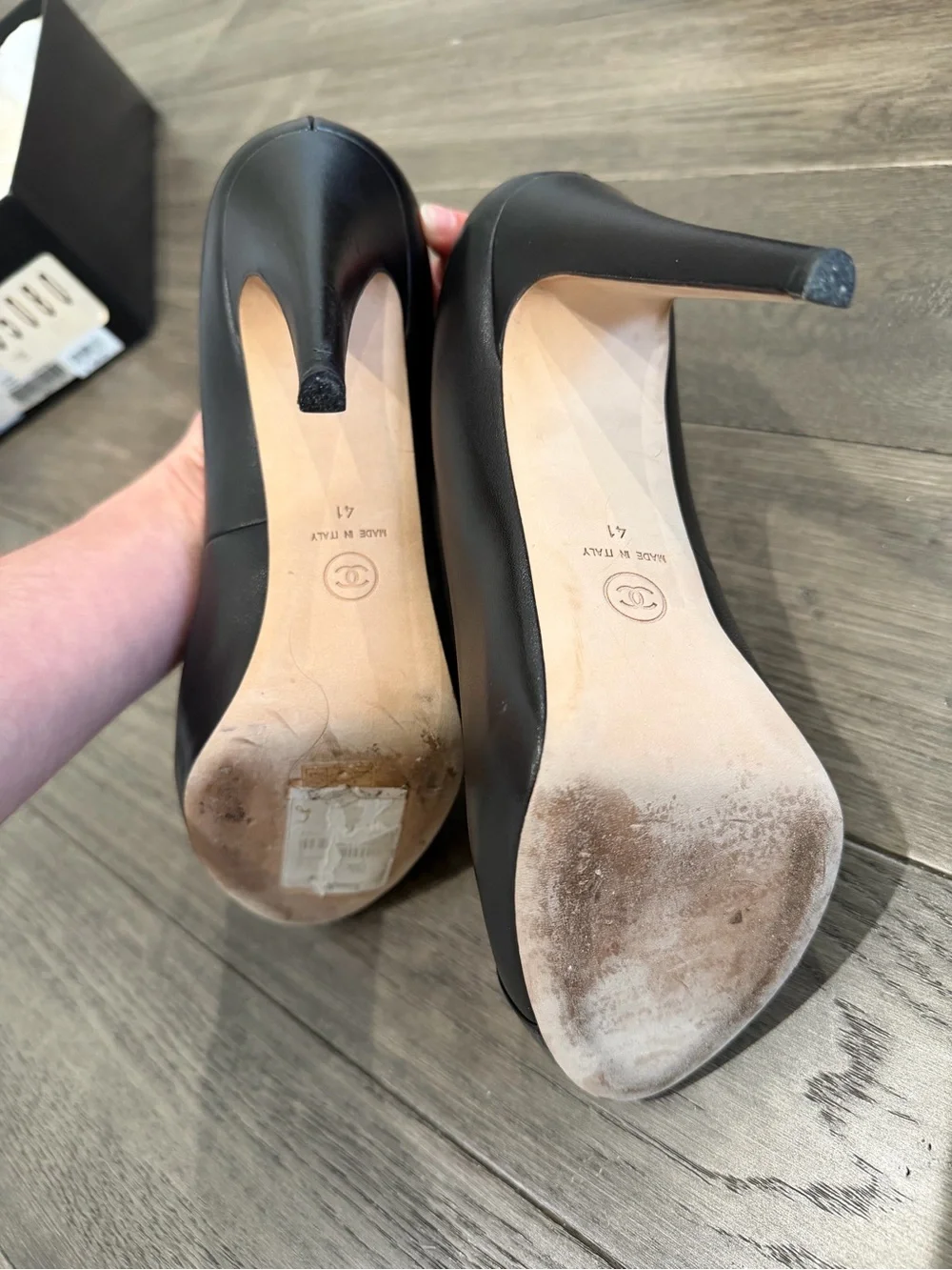 Authentic CHANEL Black Leather Pump